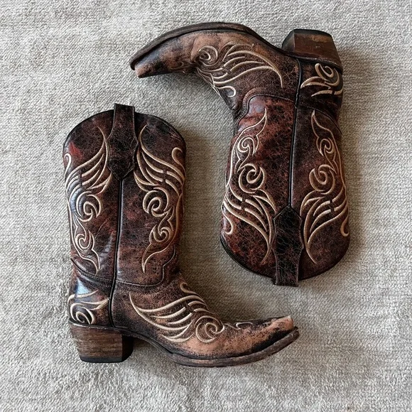 Circle G By Corral Women's L5002 Distressed Bone Embroidered Western Boot Brown - Picture 2 of 8